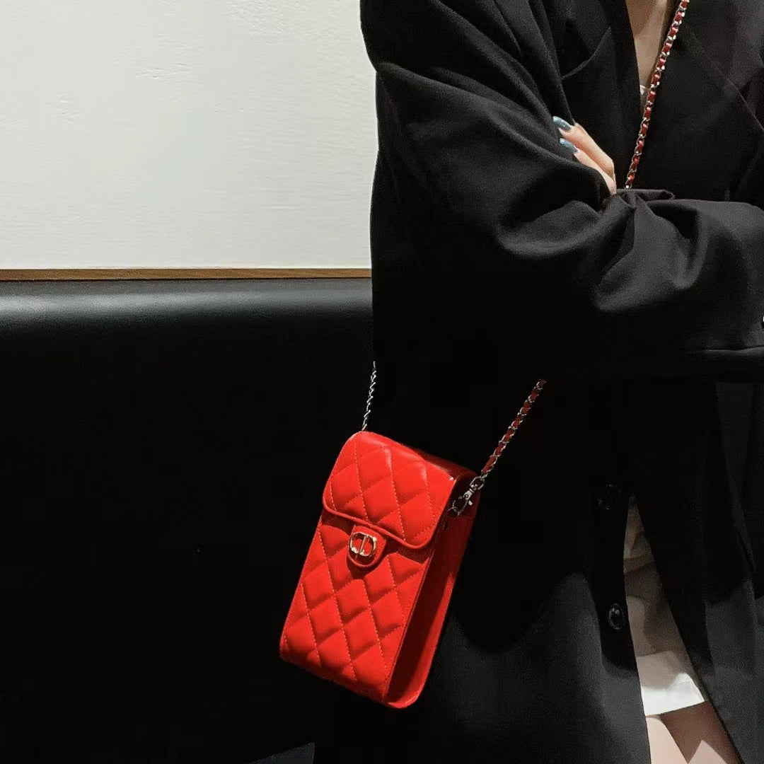 Luxury CD Genuine Leather Crossbody Phone Bag Elegant Tote Bag