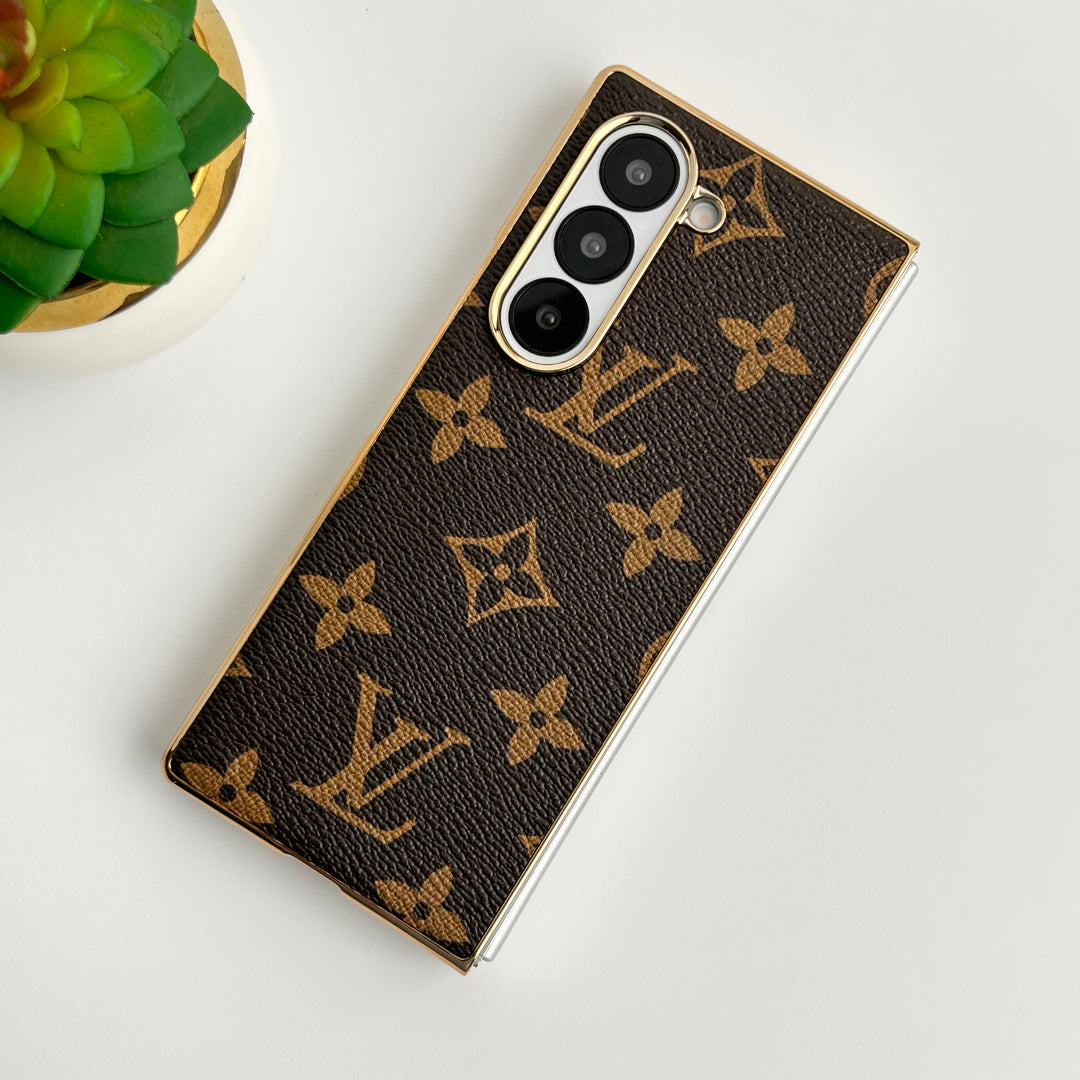 Samsung Galaxy Z Fold Luxury Gold Plated Leather Case