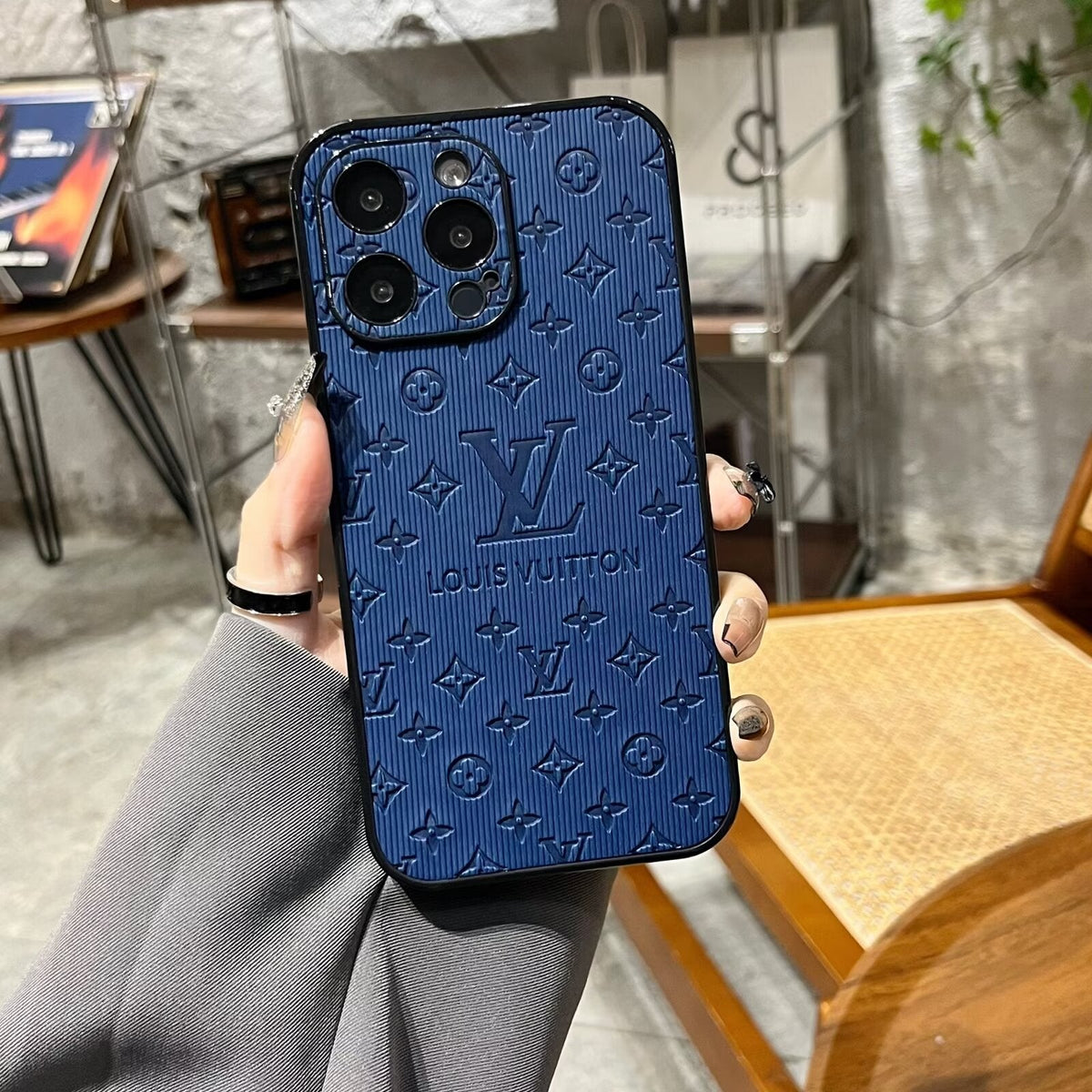 3D Monogram Embossed Leather Case for iPhone