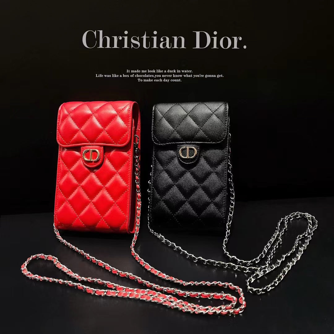 Luxury CD Genuine Leather Crossbody Phone Bag Elegant Tote Bag