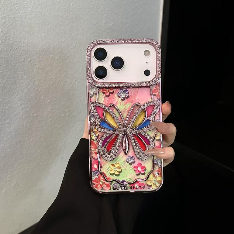3D Rhinestone Butterfly Case – Sparkling Floral Bling Cover for iPhone