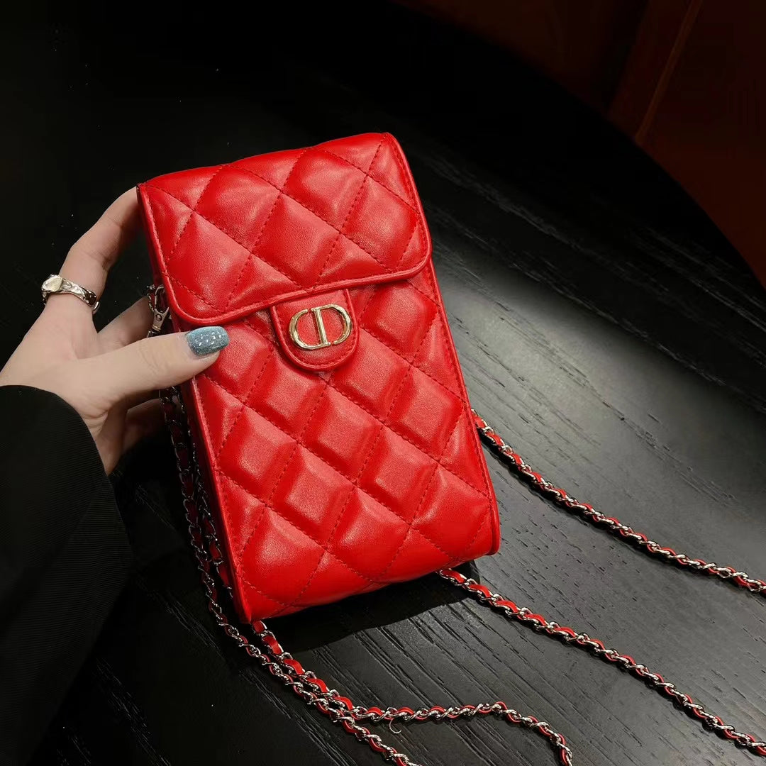 Luxury CD Genuine Leather Crossbody Phone Bag Elegant Tote Bag