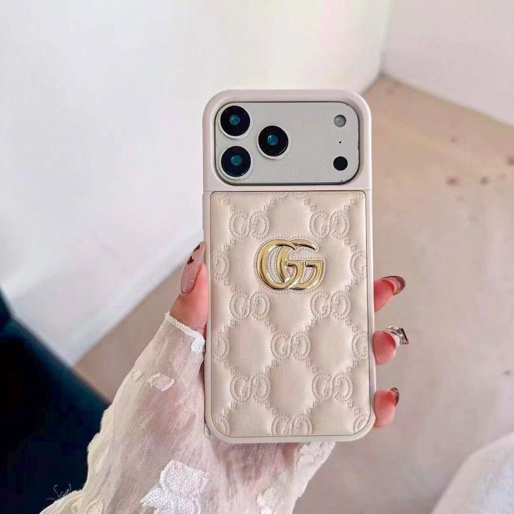 Luxury Stamped Leather iPhone Case for 13-18