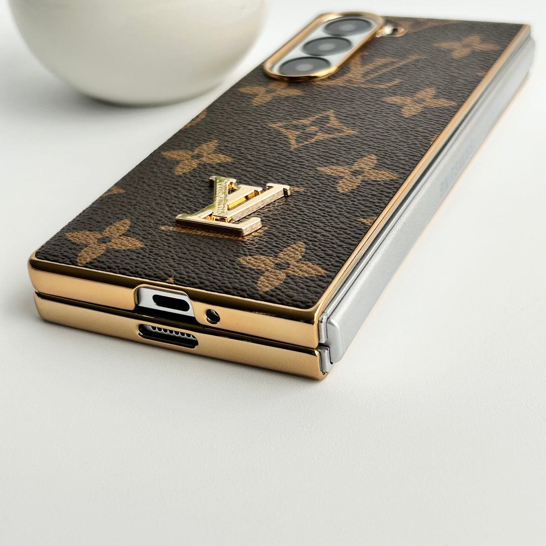 Samsung Galaxy Z Fold Luxury Gold Plated Leather Case
